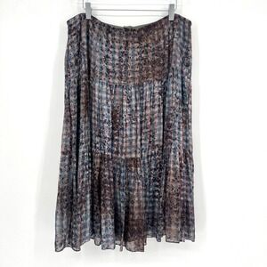 Peruvian Connection Skirt Womens 12 Floral Midi Tiered‎ Lagenlook Blue Peasant